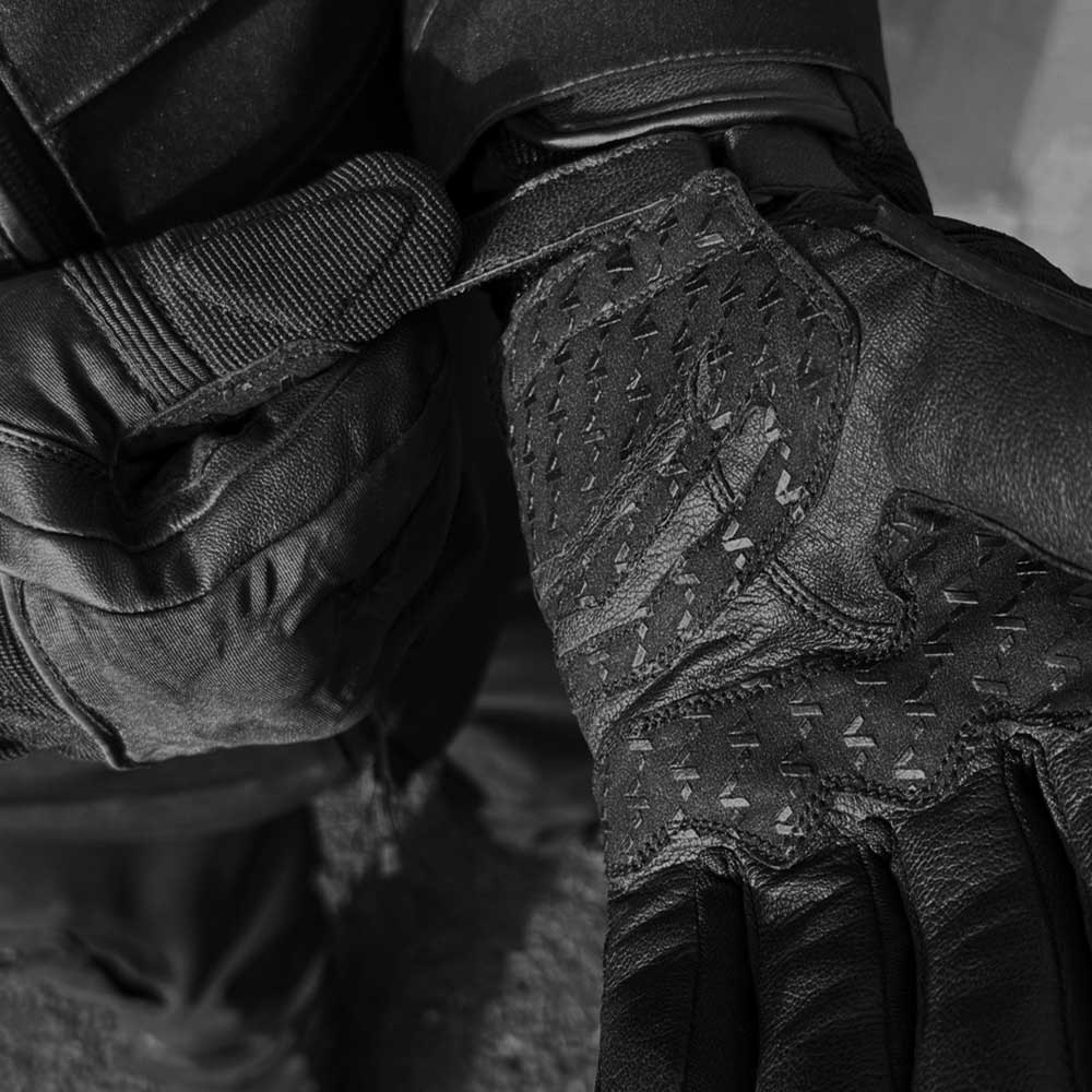 Junction Black Waterproof Textile Motorcycle Gloves - Image 3