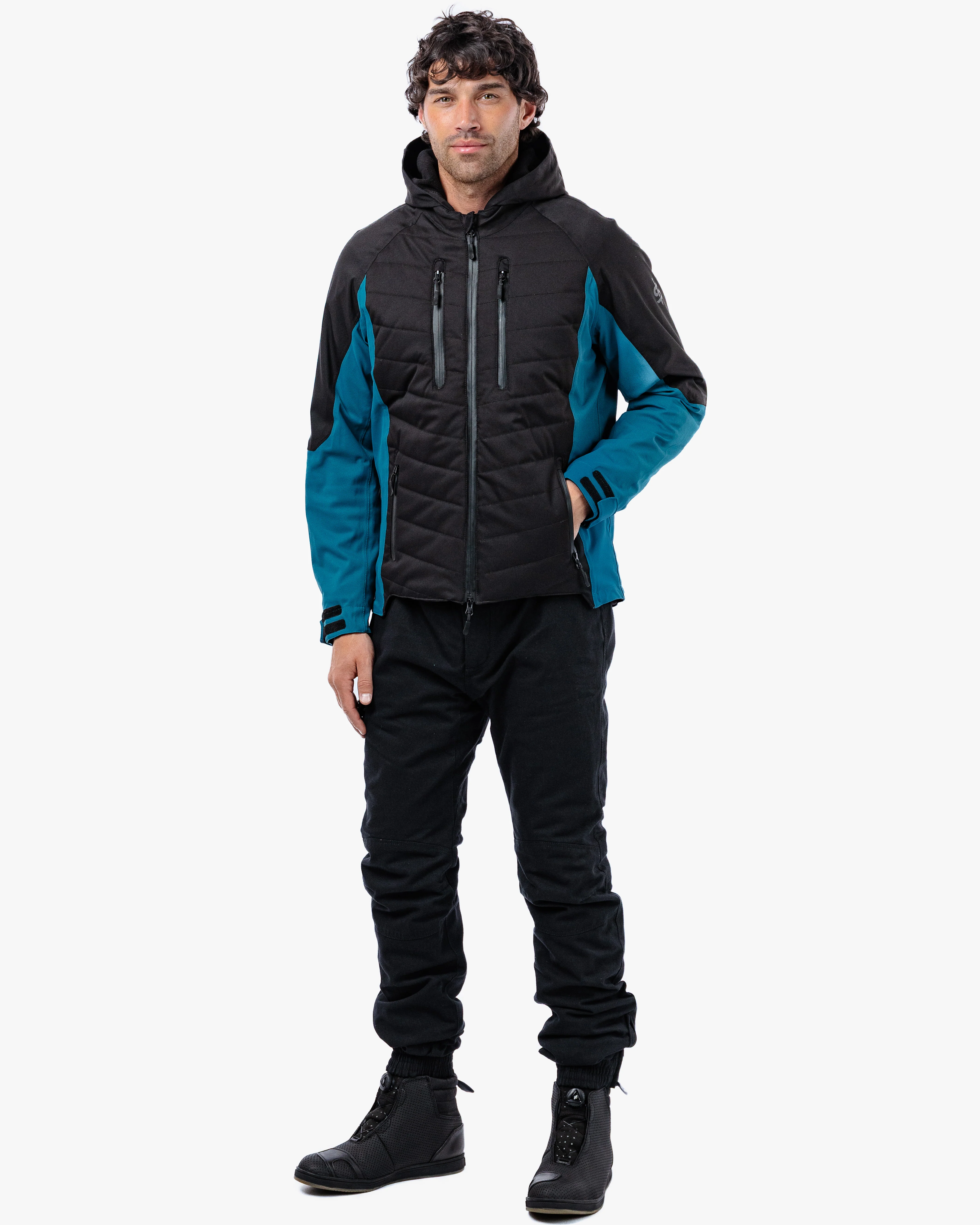 Tino Black & Coral Blue Waterproof Motorcycle Jacket - Image 5