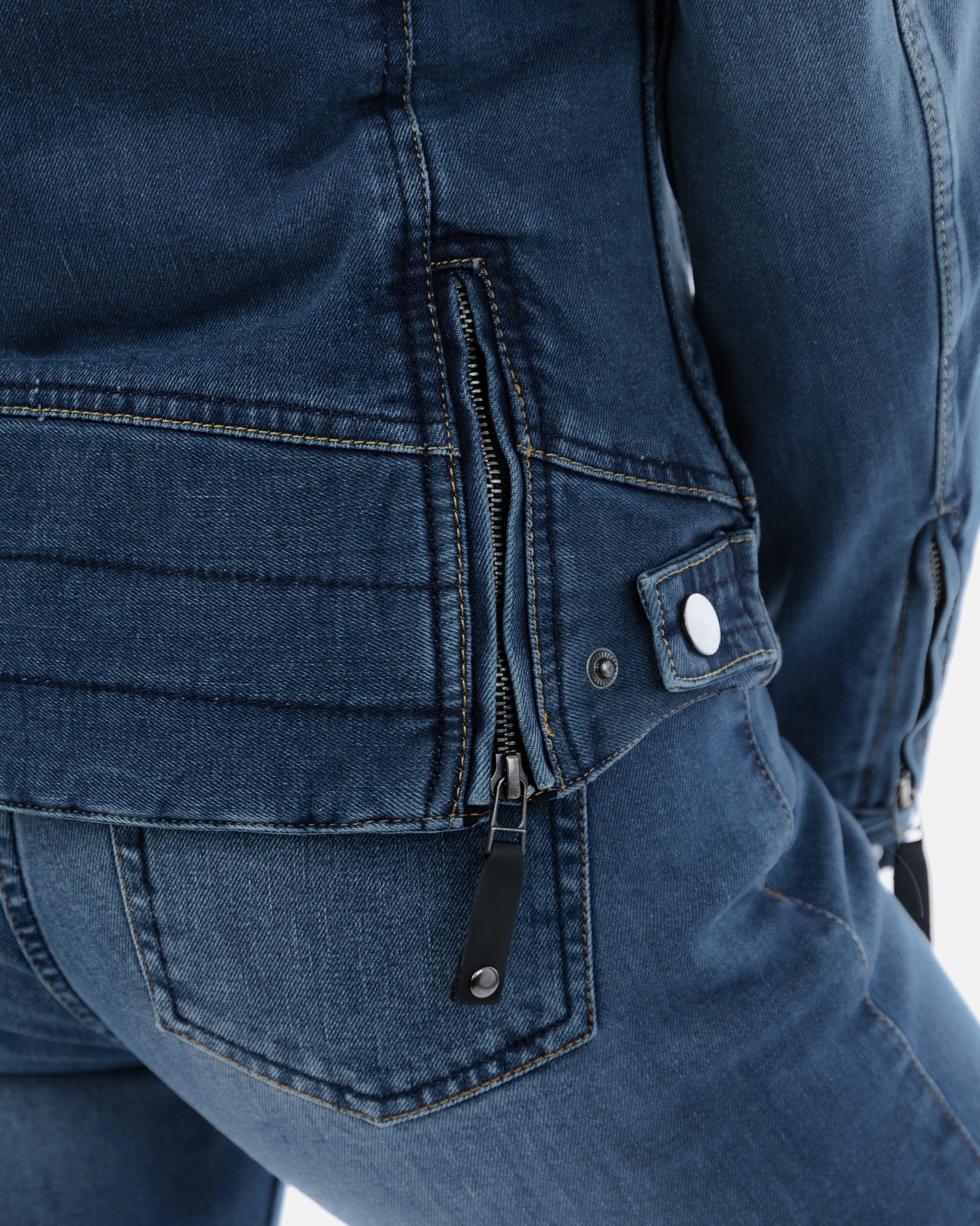 Tura Trucker Washed Blue Ladies Motorcycle Denim Jacket - Image 9