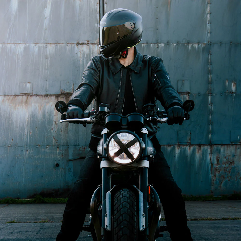 Turbine Black Leather Motorcycle Bomber Jacket - Image 17