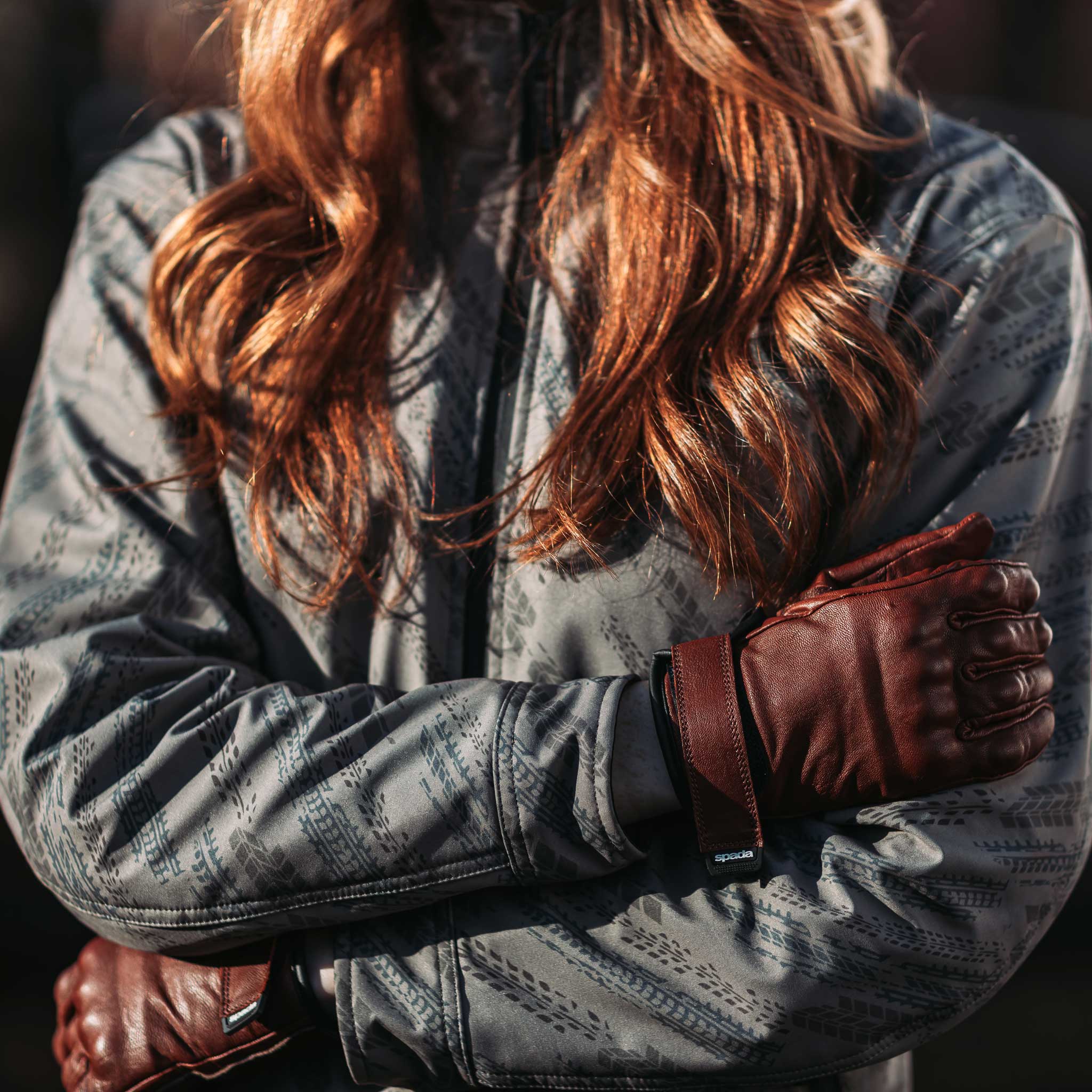 Wyatt Ladies Oxblood Brown Leather Motorcycle Gloves - Image 3