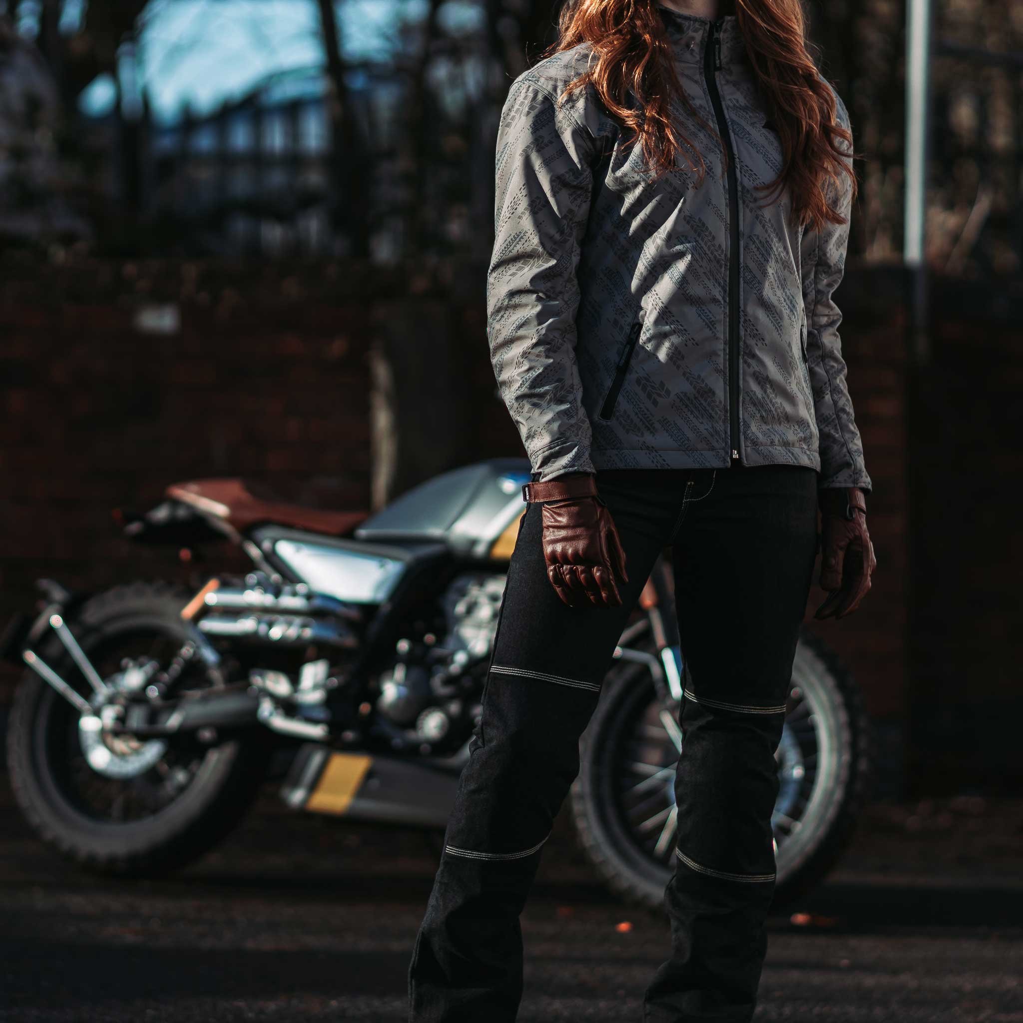 Wyatt Ladies Oxblood Brown Leather Motorcycle Gloves - Image 4